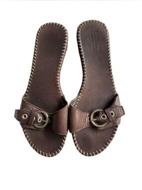 Barney’s brown sandals w adjustable buckle